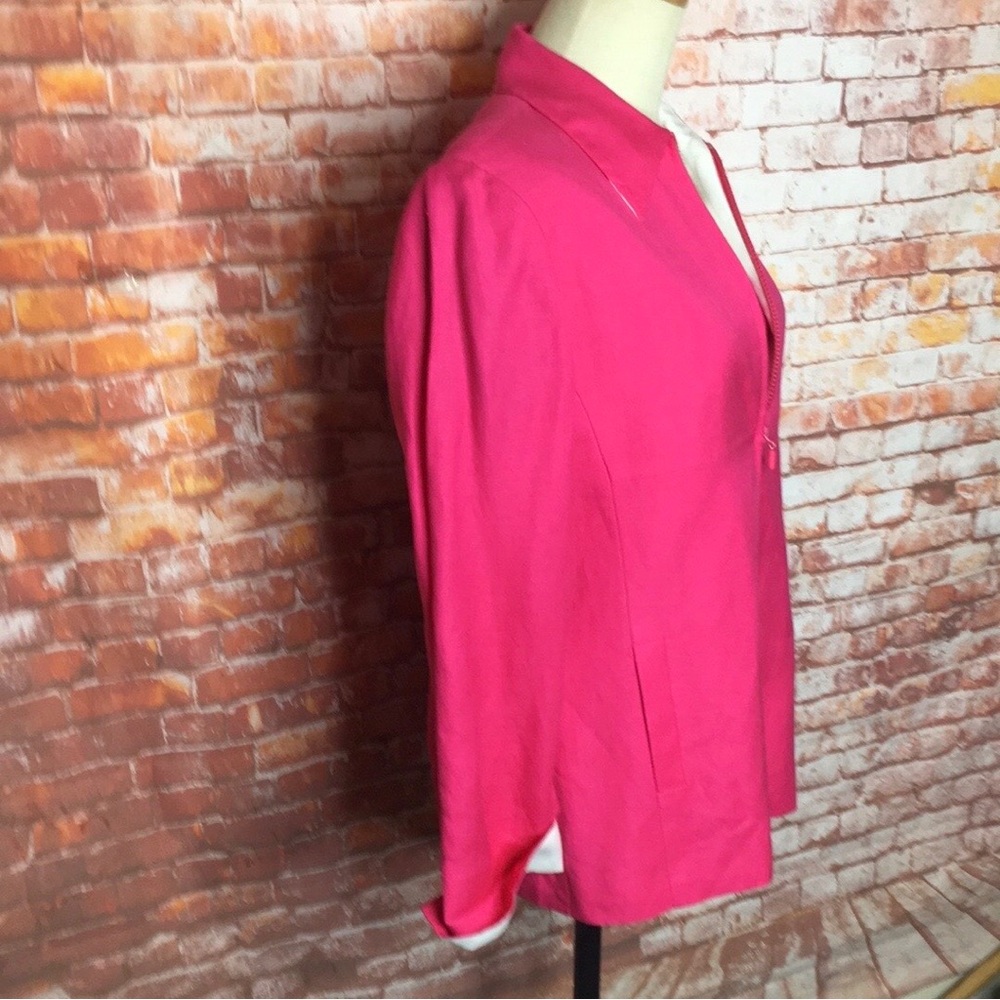 Women's Hot Pink and White Zippered Blazer TwinSet - Picture 6 of 9